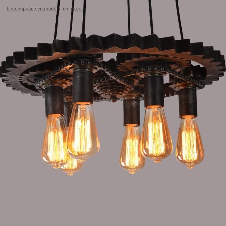 Retro Gear Chandelier Industrial Rustry Iron Pendant Lamp