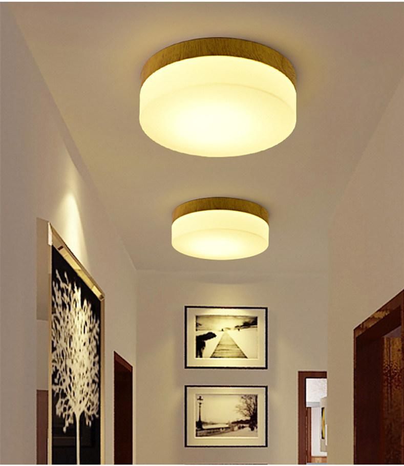 Wooden Round Ceiling Lights for Bedroom Iron Surface Mounted Rooms Lighting (WH-WA-28)