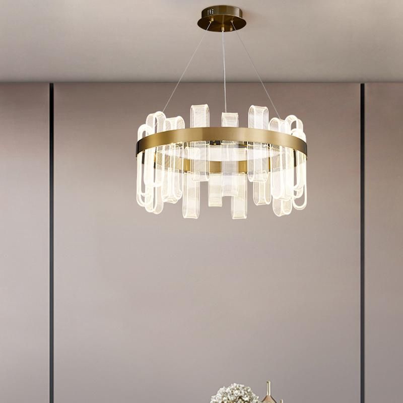 Round Crystal Chandelier Bedroom Living Room restaurant Pendant Lamp Light