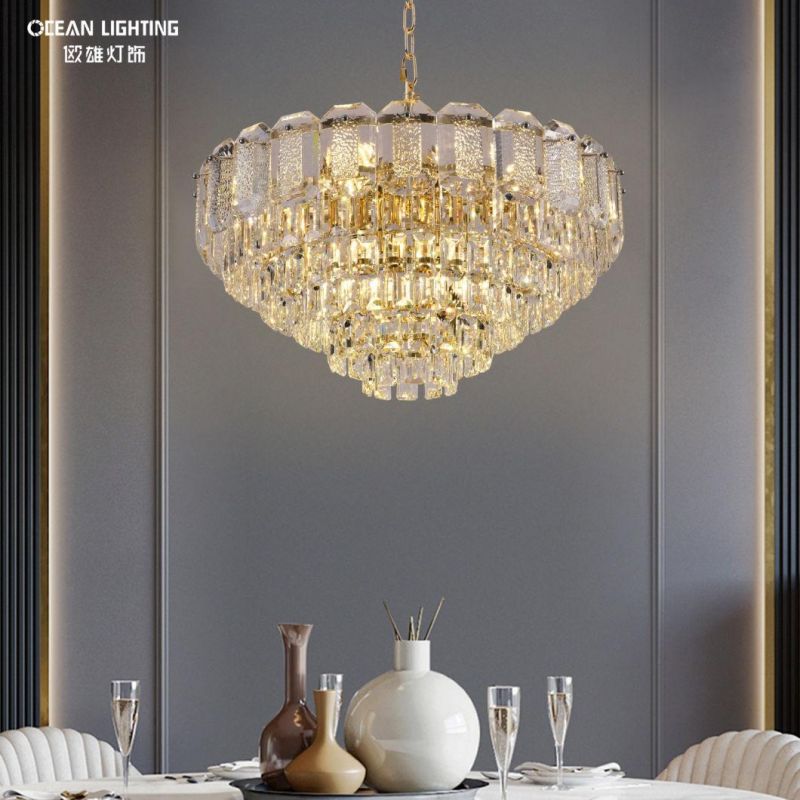 Room Modern Metal Living Bedroom Ceiling Clear Crystal Pendant Lamp Luxury Chandelier