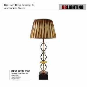 Brass and Crystal Table Lamp with Lamp Shade