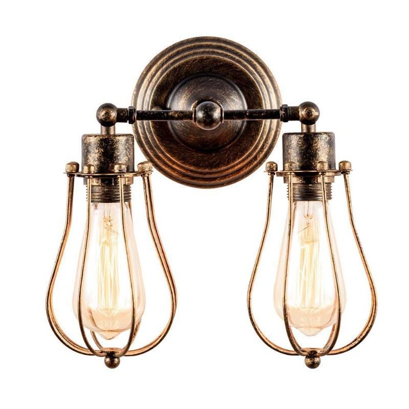 Amazon Hot Sale Simple Personality Wrought Iron Retro Loft Industrial Wall Lamps