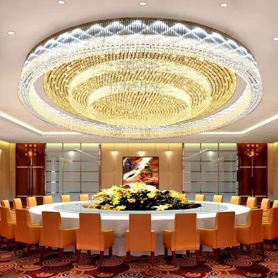 Gold Luxury Hotel Lobby Indoor Staircase Custom Project Glass Round LED Ceiling Chandelier Lamp
