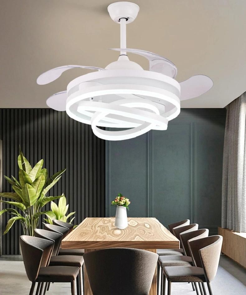 Modern Energy Saving White Invisible LED Ceiling Fan with Lamp Restaurant