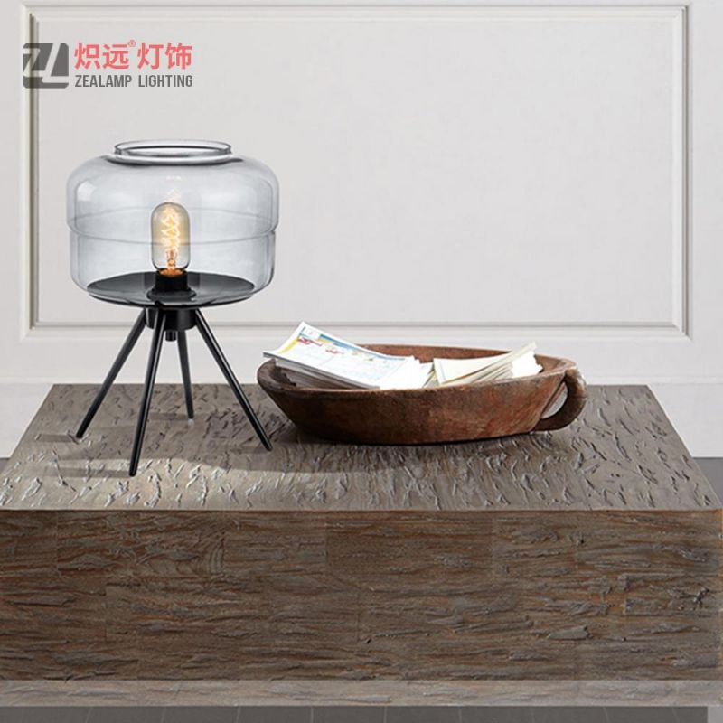 Quadripod Metal Decorative Reading Light for Residences Glass Table Lamp