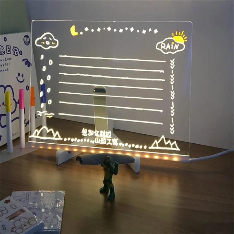 LED Lamp Memo Board Luminous Note Board Student Creative Erasable Memo Portable Mini Writing Board