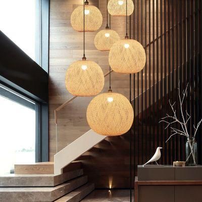 Chinese Bamboo Ball Pendant Lights Weaving Living Room Decoration Rattan Hanging Lamp (WH-WP-29)