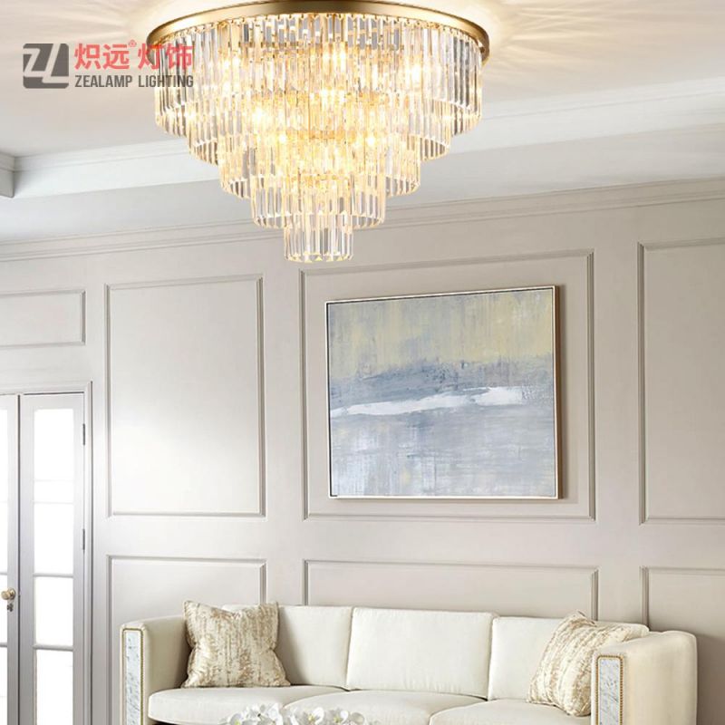 Golden Metal Lighting Living Room Pendant Lamp Crystal Chandelier