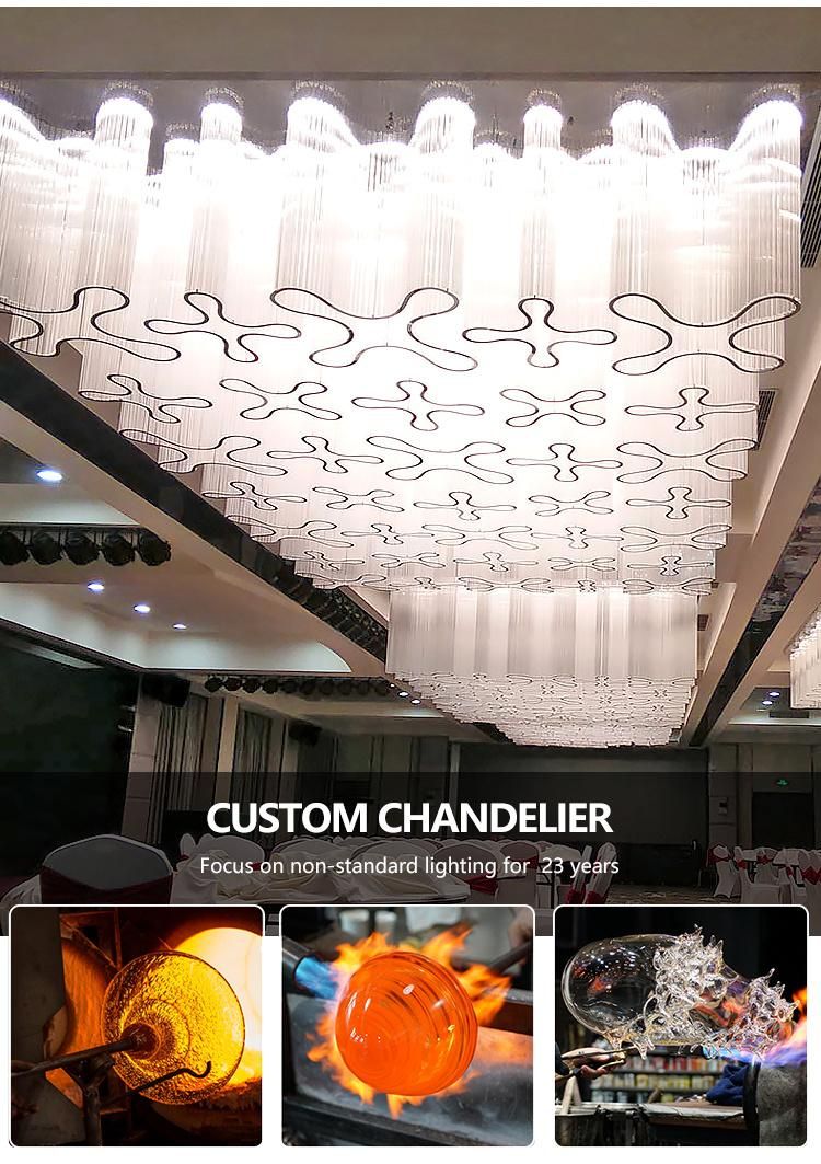 White Flower Shape Luxury Modern Stair Hotel Banquet Hall Huge Project Custom Chandelier Lamp