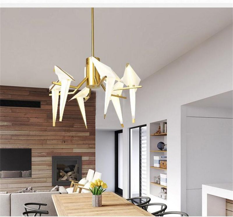 Art Deco Modern Paper Crane Metal Chandelier for Restaurant Living Room Dining Room Children′ S Room LED Bird Design Pendant Lamp