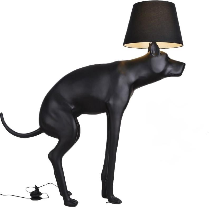 Simple Art Resin Cloth Cover Big Dog LED Living Room Hotel Club Animal Small Black Dog Table Lamp for Living Room Floor Lamp