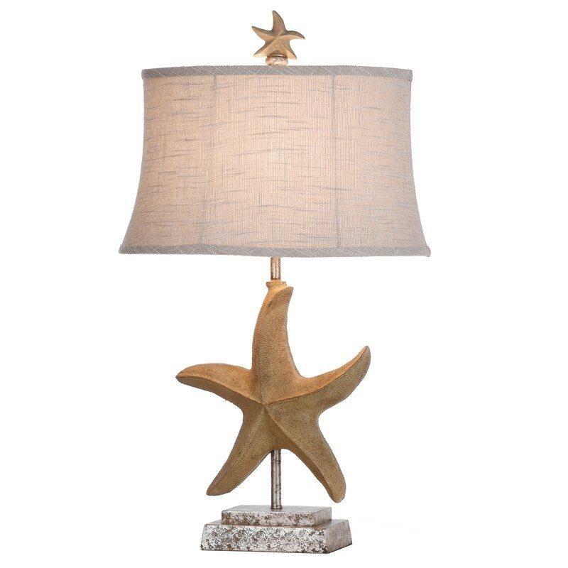 American Style Living Room Bedroom Bedside Lamp Retro Creative Ocean Series Distressed White Starfish Table Lamp