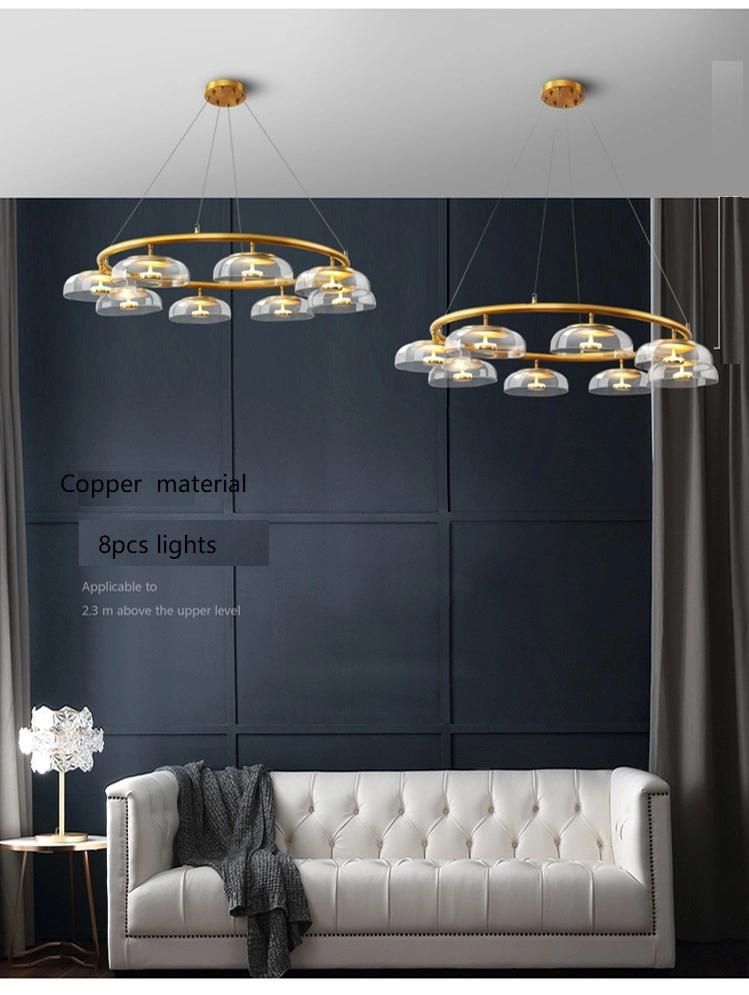 Home Decoration Lighting Copper Glass LED Chandelier