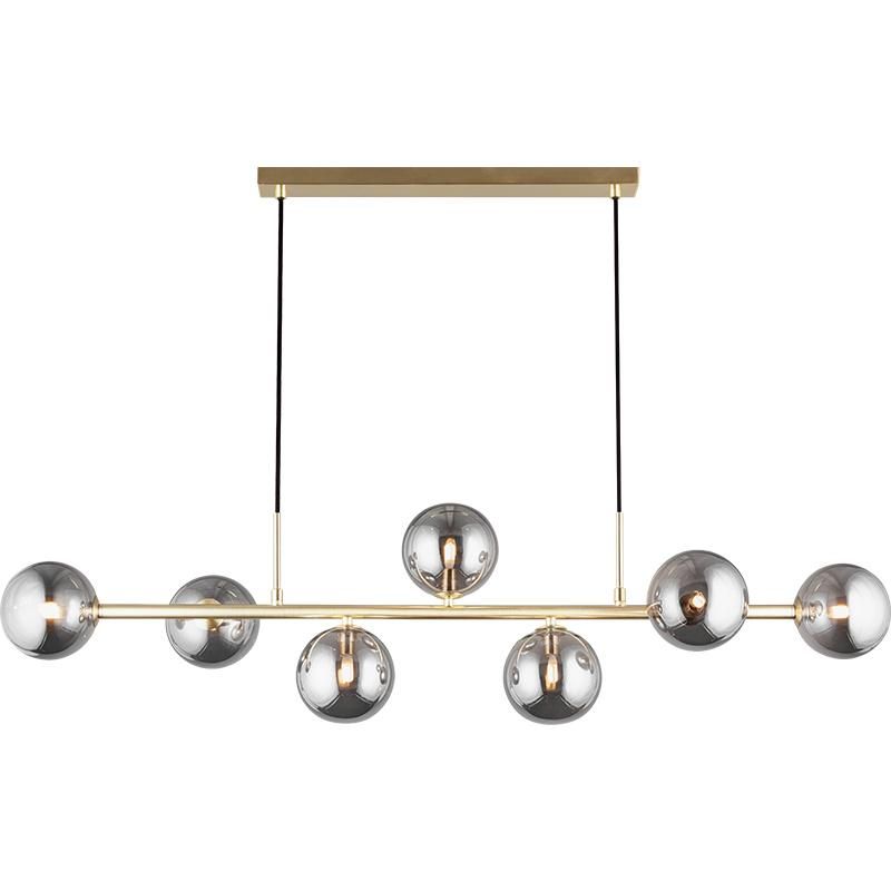 Lighting Modern Chandelier with Globe Sputnik Chandelier Pendant Light Frosted Adjustable Hanging Ceiling Light for Dining Room Living(Somky Glass & Matt Brass)