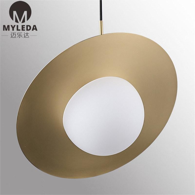 Modern Luxury Brass Metal White Glass Round Ball Pendant Light