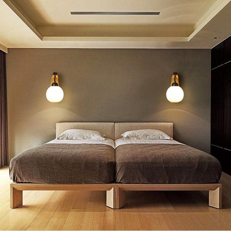 Bedside Wall Lamp Bedroom Living Room Corridor Wood Simple LED Light