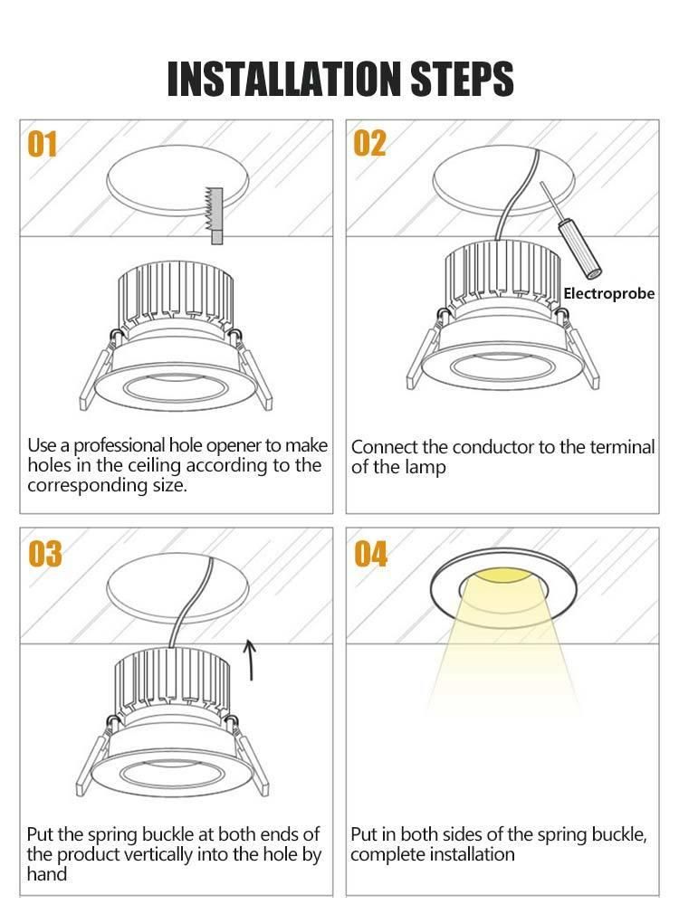 10W Adjustable Aluminum Anti-Glare COB Down Lights LED with AC85~265V