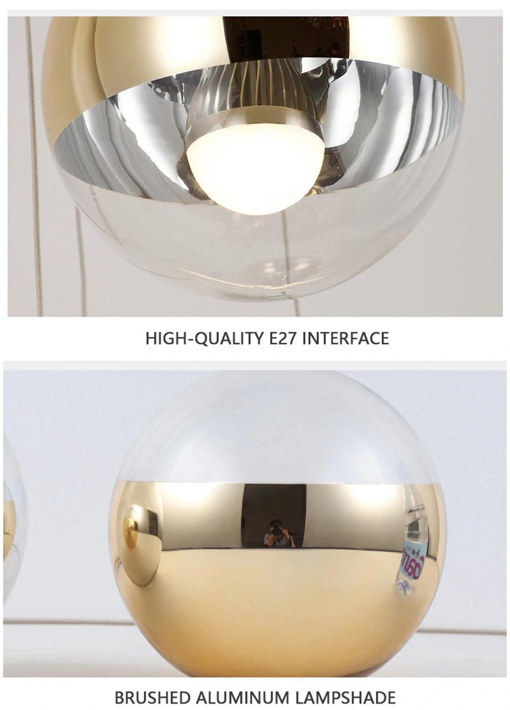 Modern Pendant Lights Silver Mirror Ball Pendant Lamp Globe Glass LED Lamp Living Room Bedroom Home Kitchen Hanging Lamps
