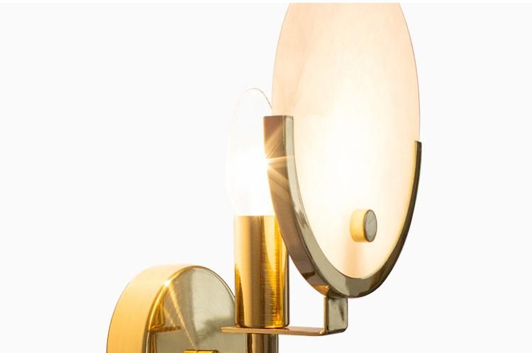 Living Room Marble Modern Wall Light in Brass