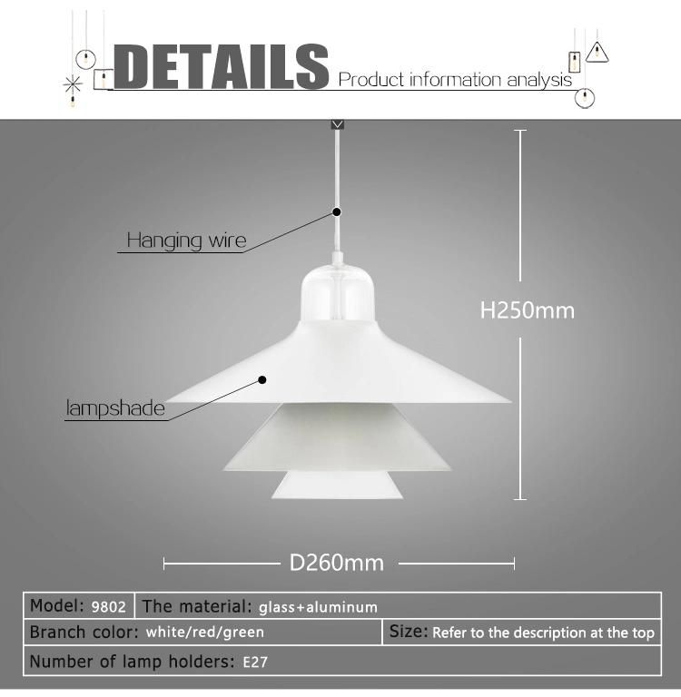 Room Decoration Glass Round Aluminum Tube Lighting Pendant Lamp