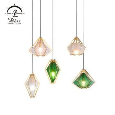 Green Glass Metal Unique E14 Europe Style Pendant Lamp