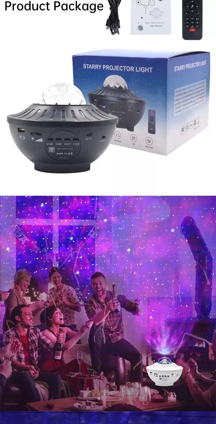 Kinscoter New Smart Rotatable Baby 3D Starry Ocean Music LED Star Night Light Projector with Remote Control for Kid