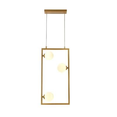Three Lite G9 Golden Frame Roud Glass Ball Pendant Lamp
