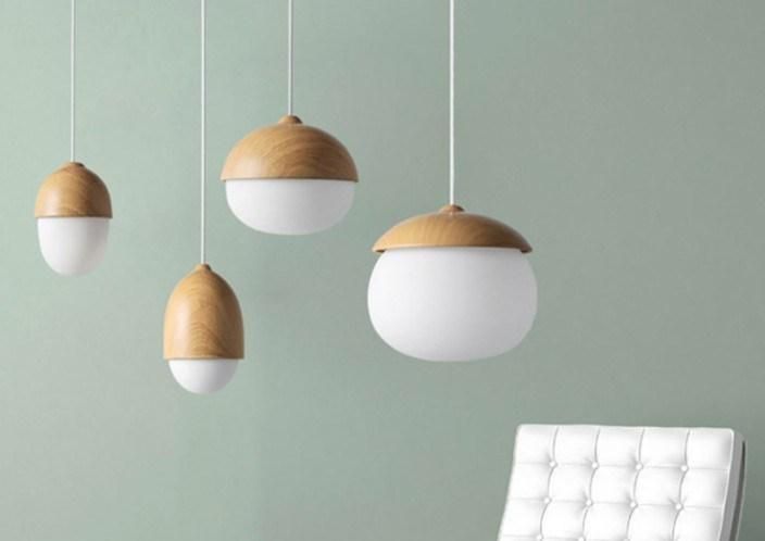 Nordic Glass Wooden Pendant Lamp Modern Bedroom Decorative Hanging Lighting