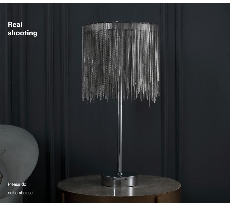 Living Room Bedroom Tassel Floor Lamp Aluminum Chain Silver Floor Light Villa Floor Standing Light (WH-MFL-122)