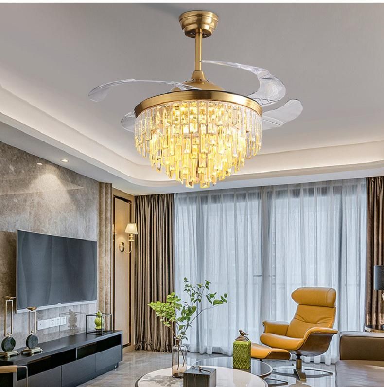 42" Modern Ceiling Fan Crystal Luxury Chandelier Lighting Living Room Fan Ceiling Fan Light