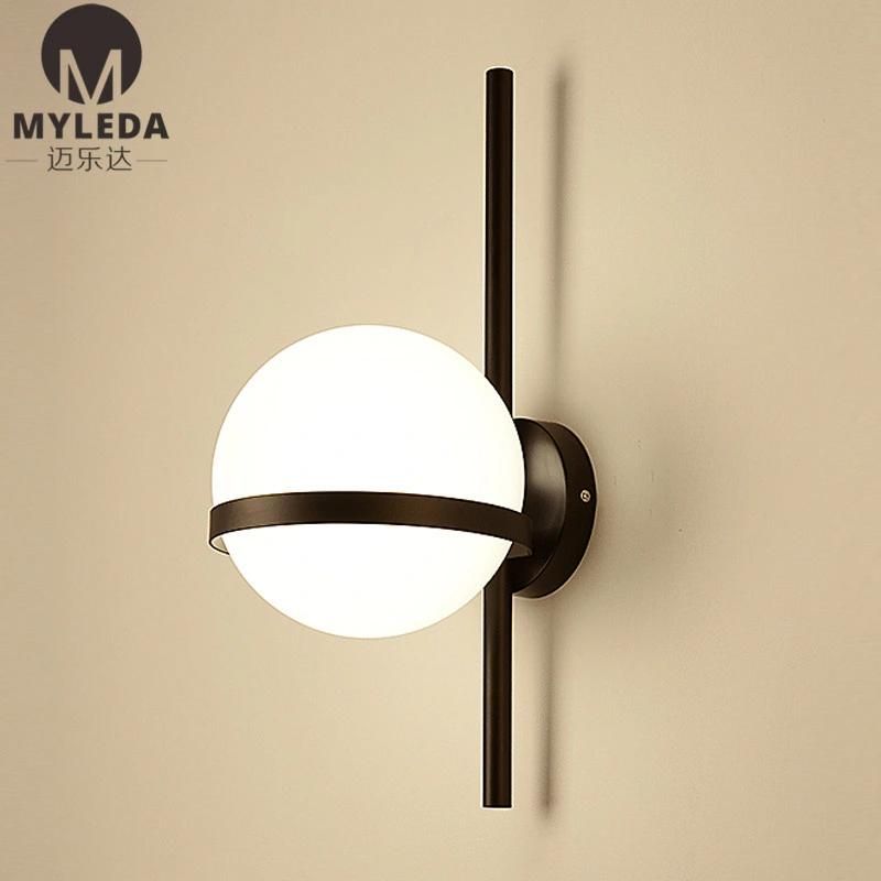 White Glass Ball Wall Lamp