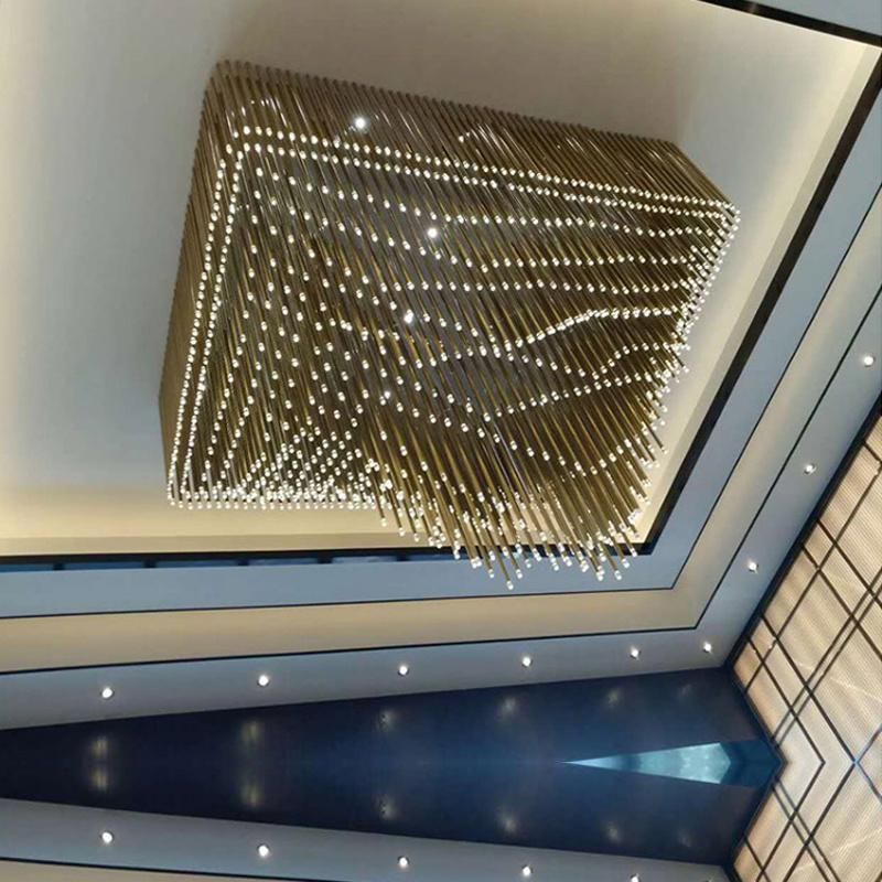 Simple Modern Stainless Steel Tube Living Room Dining Room Villa Staircase LED Chandelier Pendant Lighting