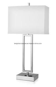 Holiday Inn Table Lamp with USB and Brushed Nickel Finish