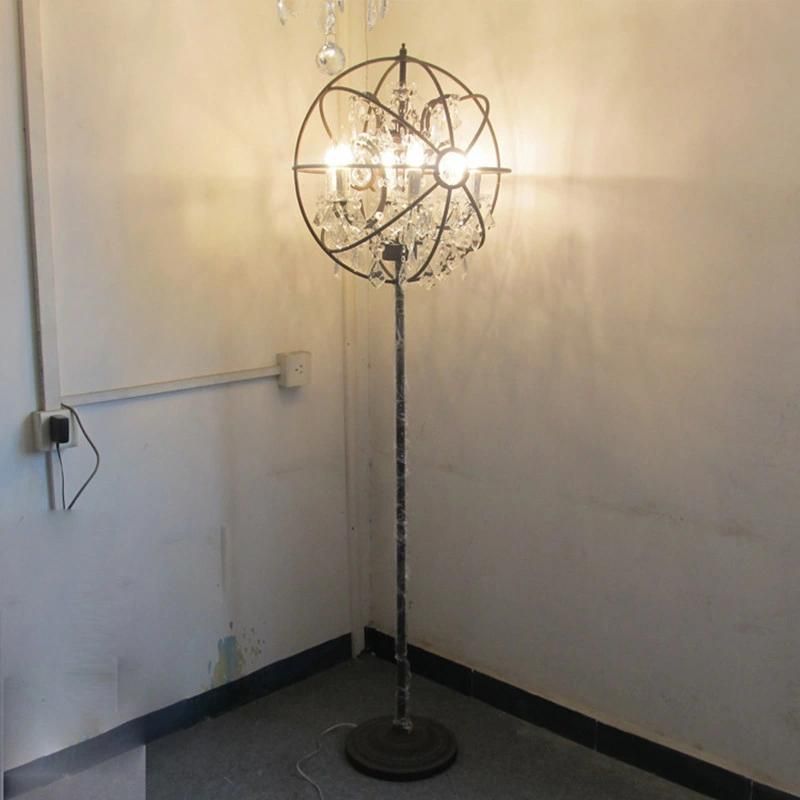 Round Crystal Elegant Retro Type Iron Floor Lamp and Crystal Black Floor Lamp (WH-VFL-08)