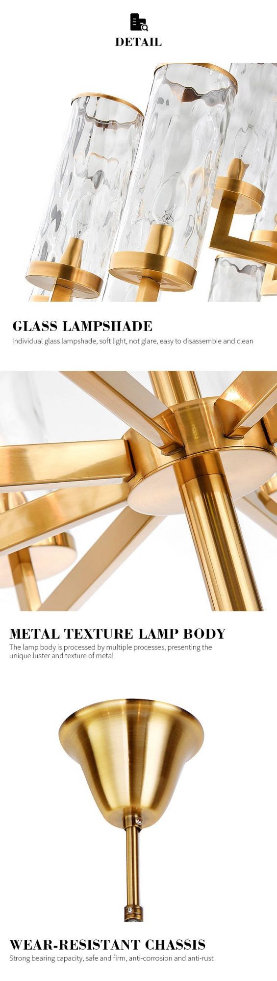 Modern European Style Gold Bronze Color Glass E14 Chandeliers Lighting for Living Room