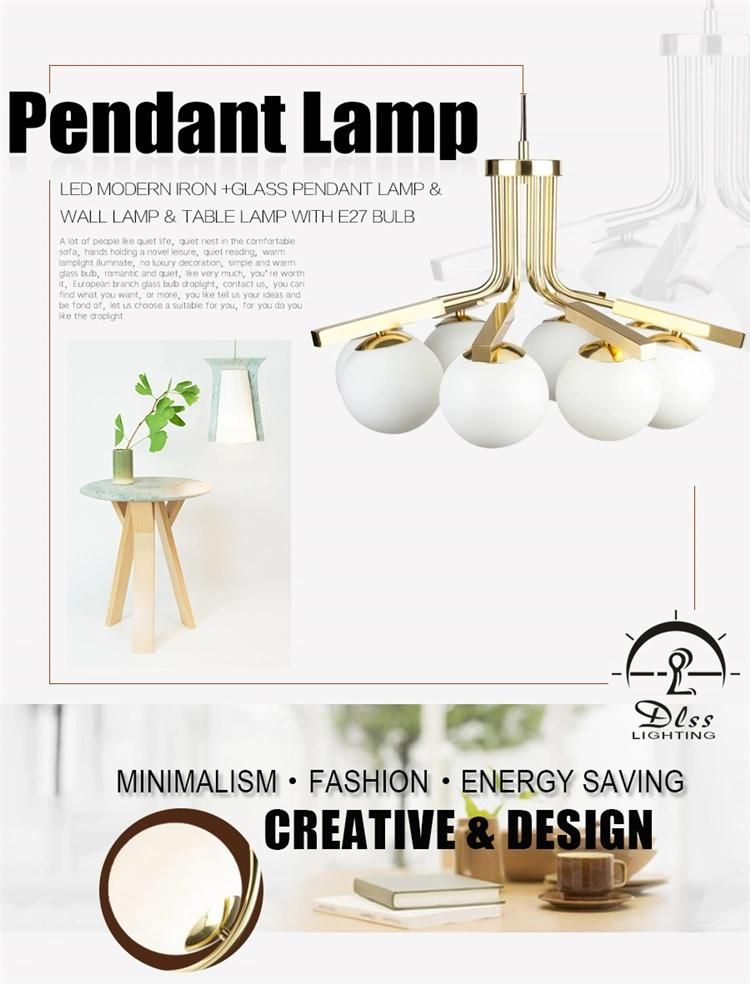 Copper Glass Round Ball Simple Hanging Pendant Lamp
