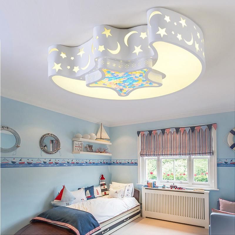 LED Chandelier for Kids Baby Boy Room Lighting Eye Protection Moon Ceiling Light (WH-MA-177)
