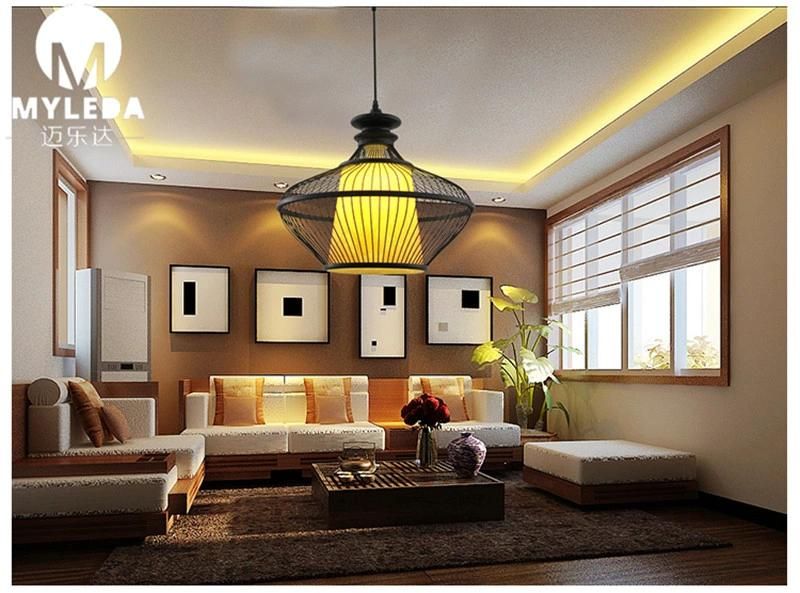 Modern Bamboo LED Chandelier Pendant Lamp for Hotel Lobby, Restaurant, Coffee Club