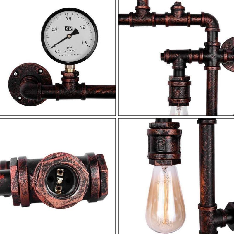 Retro Water Pipe Edison Iron Cafe Bar Wall Lamp