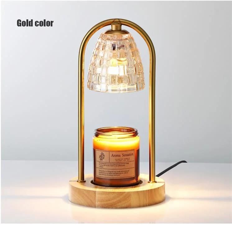 Modern Wooden Pedestal Glass Crystal Scent Electric Candle Essential Oil Warmer Aromatherapy Lamp Furnace Wax Heater Burner