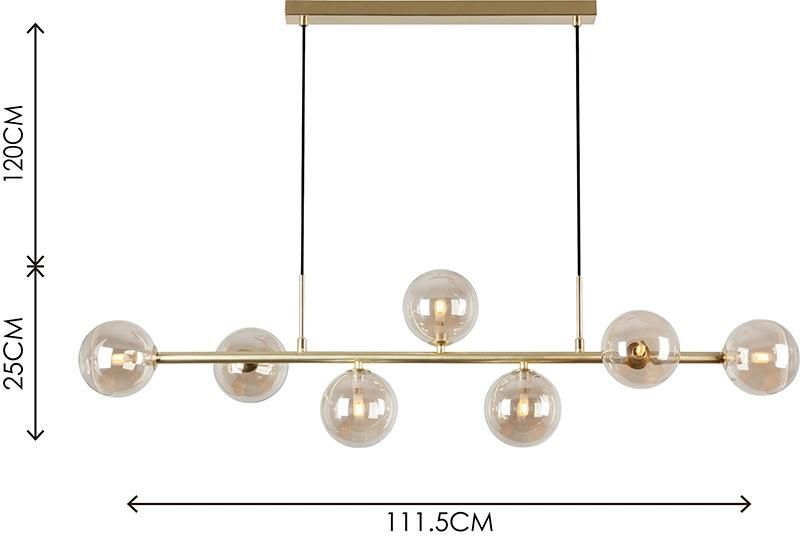 Lighting Modern Chandelier with Globe Sputnik Chandelier Pendant Light Frosted Adjustable Hanging Ceiling Light for Dining Room Living(Amber Glass & Matt Brass)