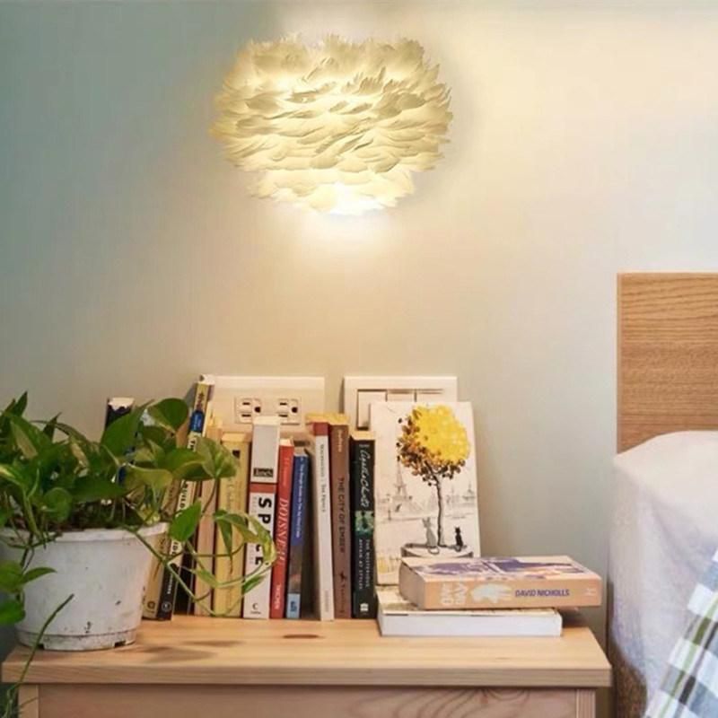 Nordic Pure White Feather Light Wall Lamp Romantic Sconces Lamp for Bedside Lighting (WH-OR-142)