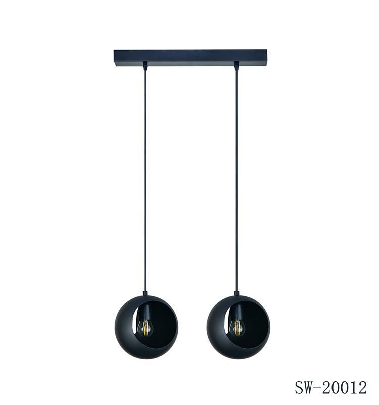 Simple Modern Iron Lighting LED Lamp Indoor Chandelier Two Heads Black Retro Pendant Light