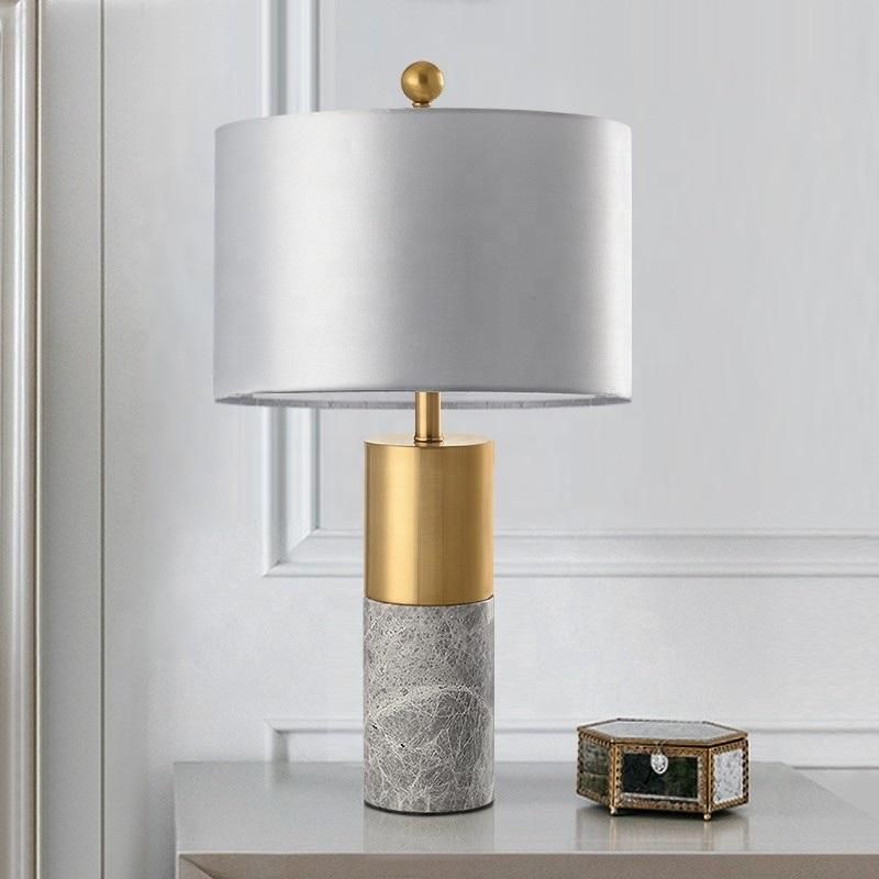 Home Decor Modern Luxury Bed Side Fabric Shade Metal Table Lamps Reading Lamps for Bedroom