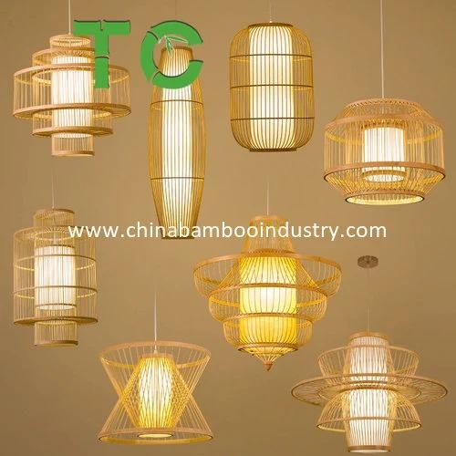 Whloesale MID-Century Bamboo Lampshade Bamboo Pendant Light Woven Hanging Lampshade