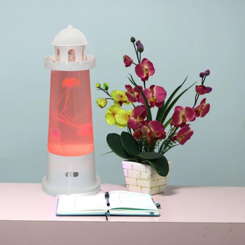 Tianhua Cute Novelty Jellyfish Novelty Lava LED Tower Mood Night Lamp Aquarium.