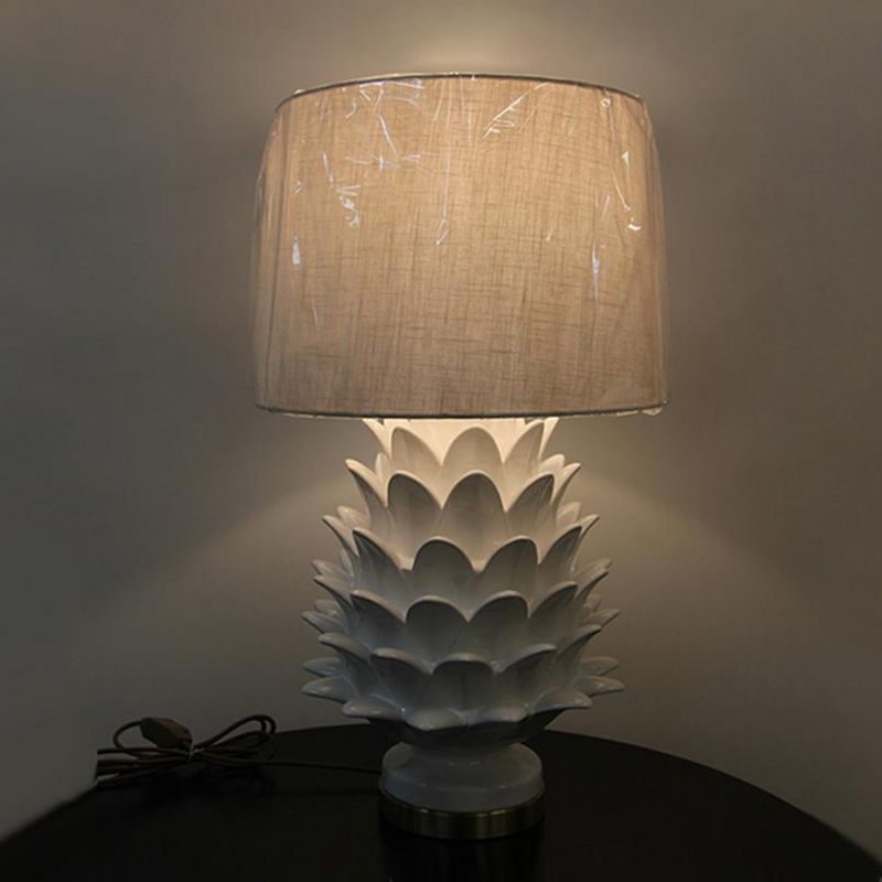 Acrylic Fabric Lamp Shade with Bright White Ceramic Lamp Body Table Lamp.
