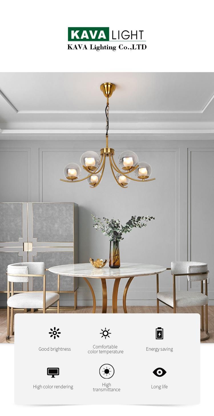 Modern European Style Round Glass LED Chandeliers Lighting for Living Room