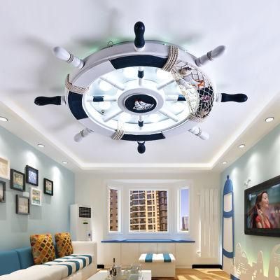 Mediterranean Sea Rudder Kids Room Nursery Lamp Home Bedroom Decor Smart Round Ceiling Light (WH-MA-171)