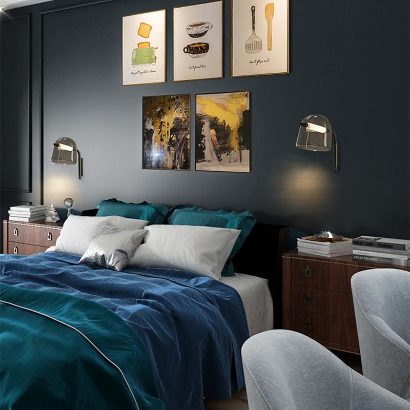 Creative Hotel Corridor Study Living Room Light Modern Simple Glass Bedroom Bedside Wall Lamp